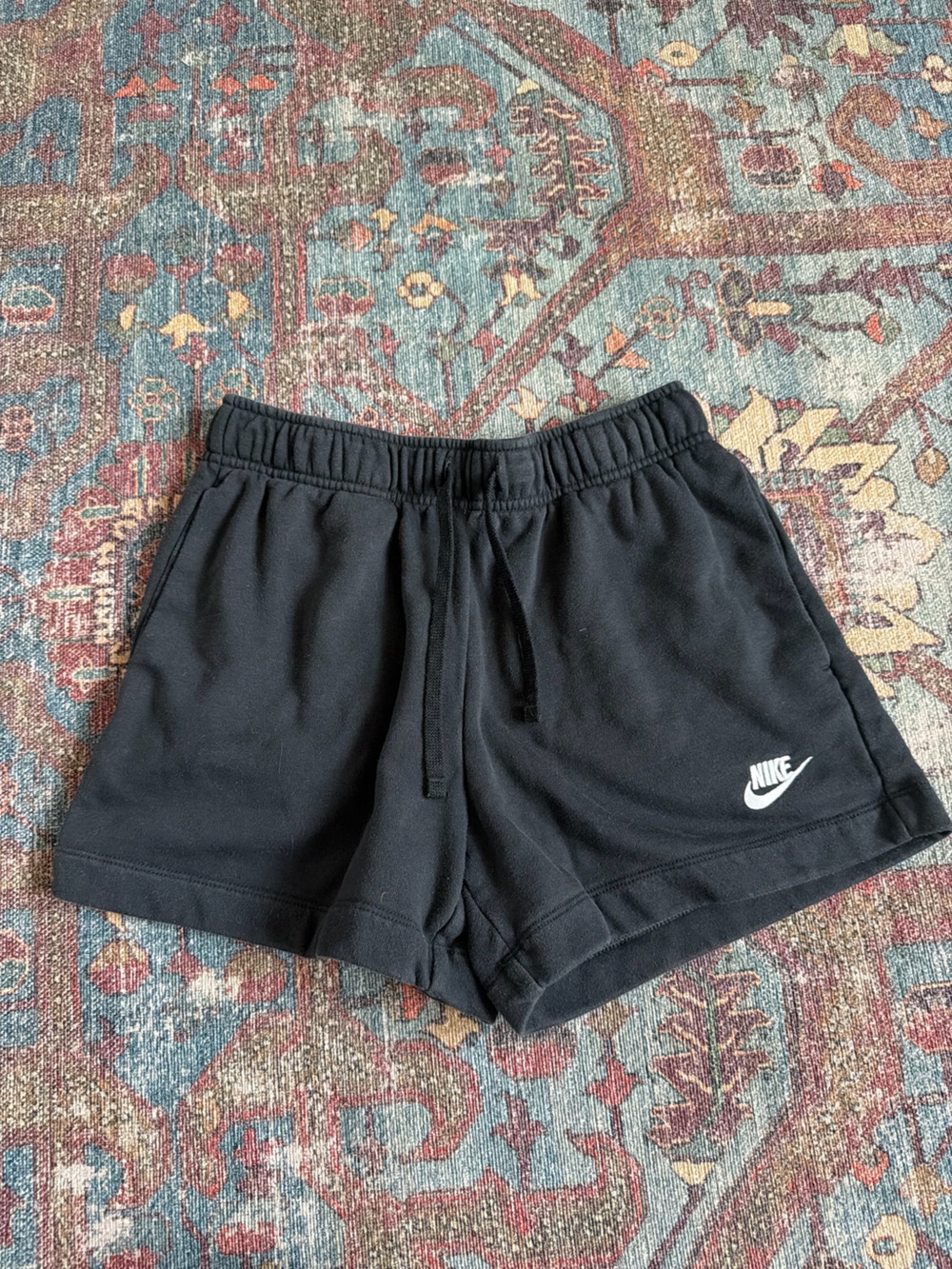 Nike Black Women's Sweat Shorts with White Logo